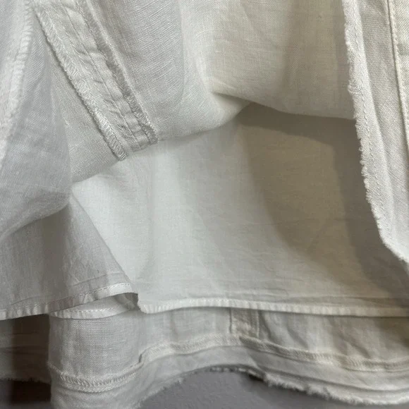 Soft Surroundings Linen Skirt Raw Hem Lined Bohemian Church Minimalist White New - Picture 6 of 12